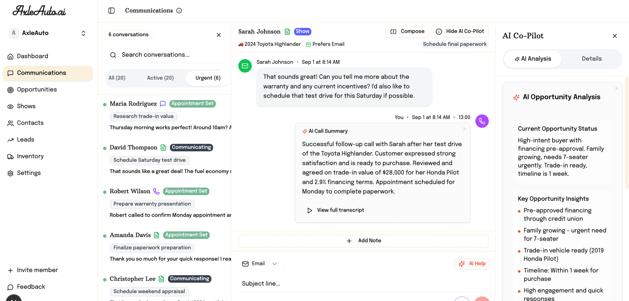 Communications Dashboard