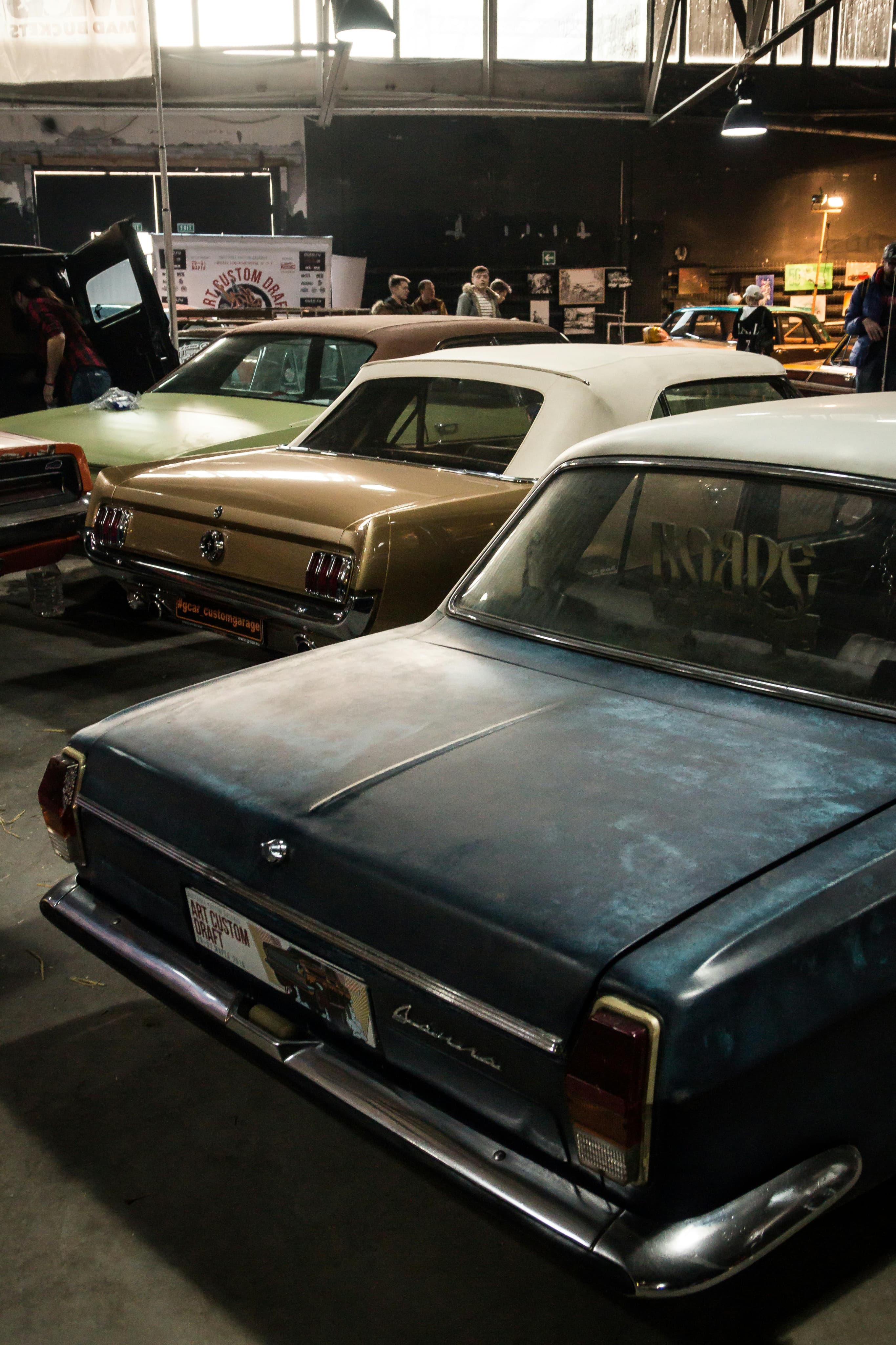 Classic car in garage